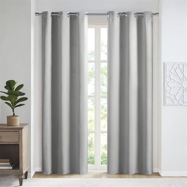Sun Smart Gray 100 Percent Polyester Solid Thermal Panel - Set of 2 SS40-0149